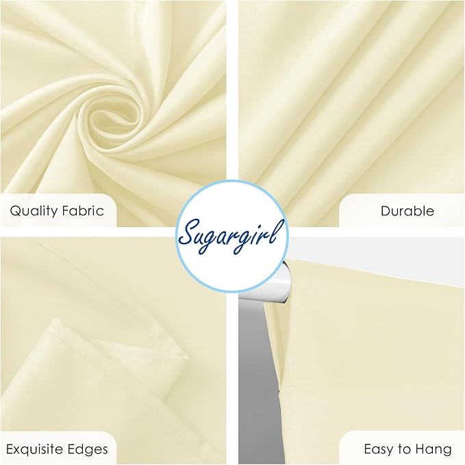 Sugargirl 10x10FT Light Yellow Backdrop Curtains Polyester Photo Backdrop Drapes Curtains 2 Panels with Rod Pockets for Party Birthday Wedding Photography Home Decoration
