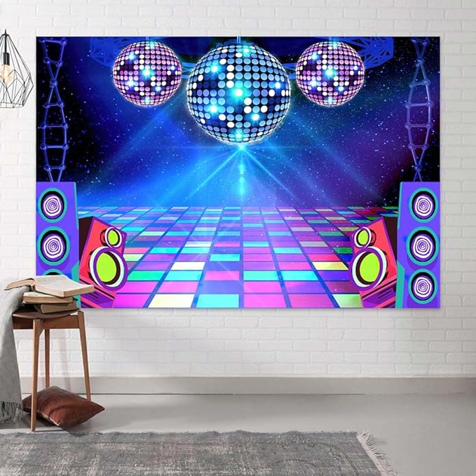 Disco Backdrop 7 x 5 ft Retro Glow Party 70s 80s 90s Theme Stage Dance Background Disco Party Decoration Disco Ball Banner Dance Backdrop for Birthday Party Prom Portrait Photo Props Polyester,Purple