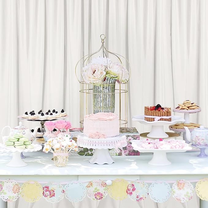 DWCN 10x8 FT Ivory Backdrop Curtains for Parties, Photography Backdrop Drapes with Rod Pockets for Wedding Decorations Stage Birthday Family Gatherings, 2 Panels 5ft x 8ft
