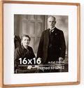 16x16 Picture Frame USA-Sourced Natural Cherry Wood Solid Original Wood Photo Frame Rounded Corner with Mat to 12x12 Picture Display with Real Glass Family, Wedding Picture, Photo, Certificate