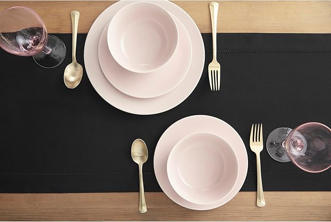 Solino Home Cotton Linen Black Table Runner 120 Inches Long - Hemstitch 14 x 120 Inch Table Runner for Fall, Autumn, Halloween, Thanksgiving, Holiday