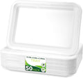 50Pack 14" Heavy Duty Disposable Rectangle Food Trays, Compostable Extra Large Paper Platter Plates Serving Crawfish, Lobster, Crab for Party, BBQ, Crawfish Boil Accessories