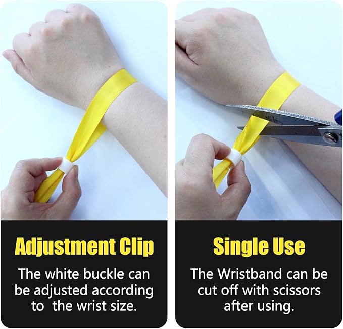 Green-Power America 100 Pcs Cloth Event Wristbands, Event Wristbands, Colored Wrist Bands for Events, for Lightweight Concert Wrist Strap for Activities, Party Bracelets for Events (Color : Yellow)