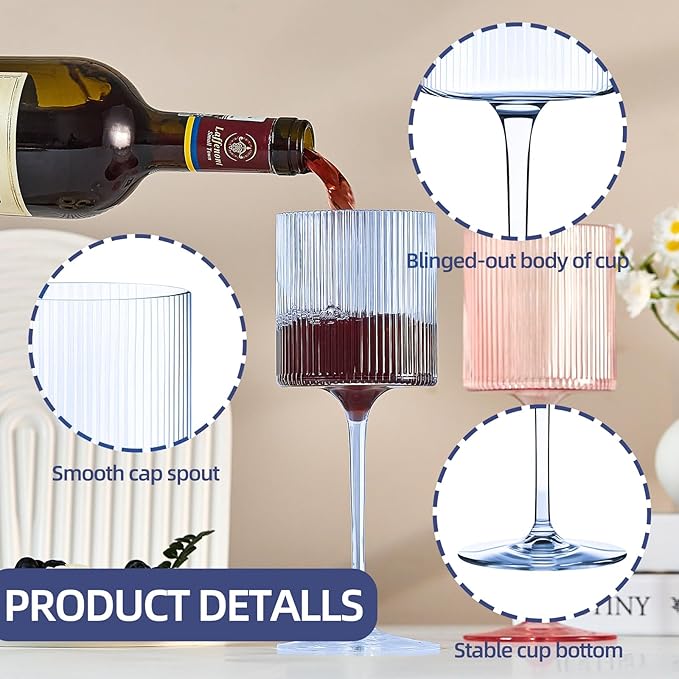 Plastic Goblets Wine Glasses - 12Oz Acrylic Wine Glasses Origami Unbreakable Clear Plastic Cocktail Glasses Recyclable Shatterproof Reusable Wine Cups for Parties & Weddings (Blue)