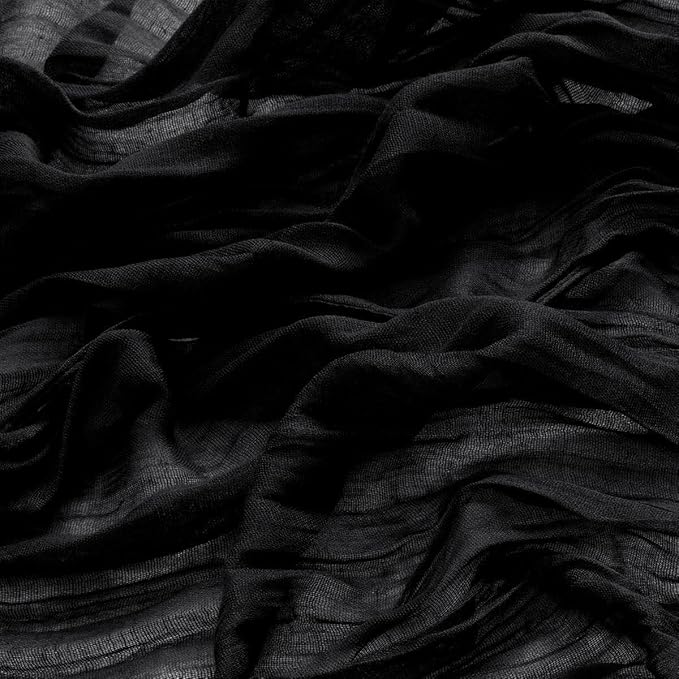MLMW 4 Pack Halloween Table Runner Cheesecloth Black Boho Gauze Cheese Cloth 160 inch Rustic Sheer Table Runner 13.3ft for Party Wedding Baby Bridal Shower Birthday