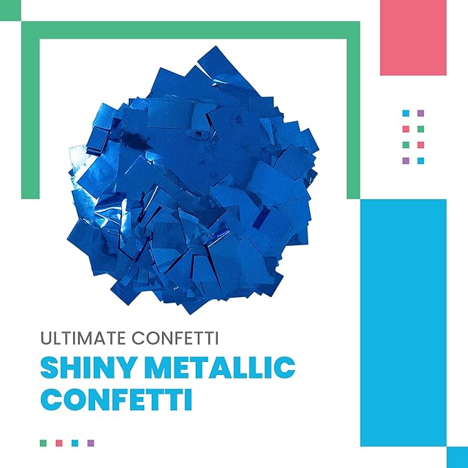 Ultimate Confetti, Rectangular Blue Mylar Shiny Foil Metallic Confetti for Cannon and Launcher use - Gender Reveal Confetti for Wedding, Parties, Mother’s Day and Live Events - 1 lb, 16 oz