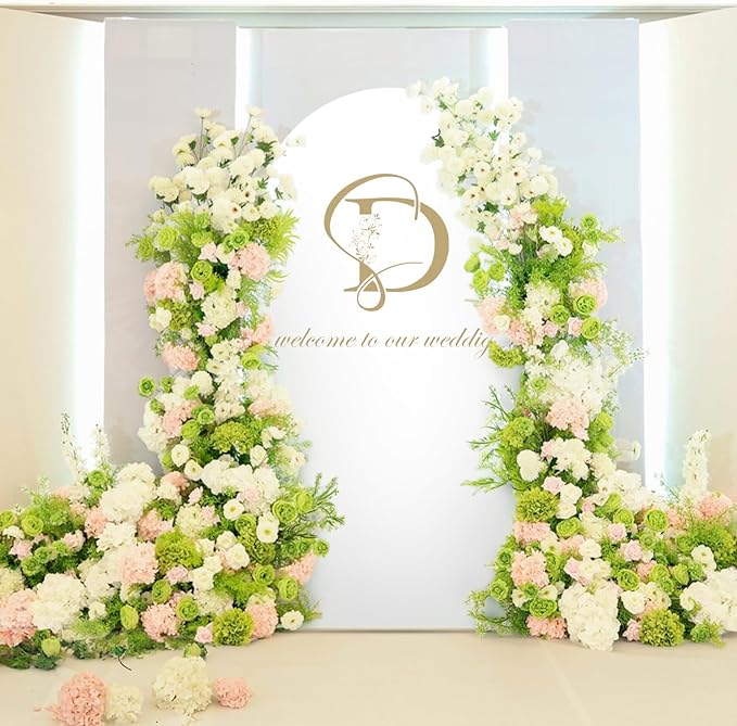 LEBENGURU Upgraded 6FT Wedding Arch Cover, White Spandex Fitted Arch Backdrop Cover, Round Top Chiara Stand Covers for Birthday Party Baby Shower Banquet Balloon Décor