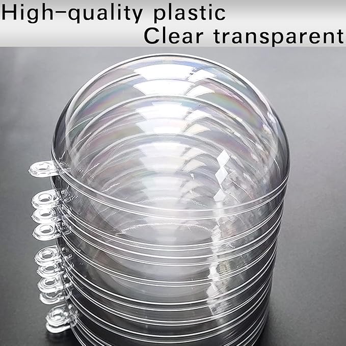 Fillable Christmas Ornaments Balls 80mm 10pk Clear Plastic Fillable Ornaments for Crafts, DIY Hanging Transparent Ball Ornaments for Christmas Tree Decorations Indoor Home Decor Wedding Party Supplies