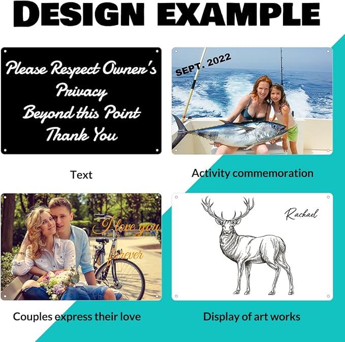 Custom Signs Outdoor Metal Sign - 12 x 8 Customized Personalized Aluminum for Office, Home, Business, Decor, Road Signs, Rust-Proof (No Text Box)
