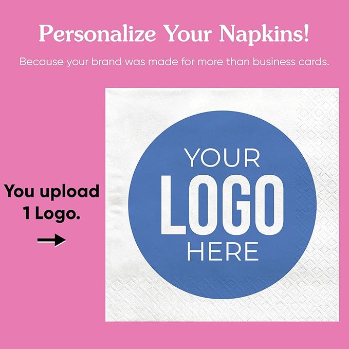 Big Dot of Happiness Custom Logo Party Napkins, Personalized Corporate Branded Business Decor, Your Logo Here White 3-Ply Paper Beverage Napkins - 150 Count