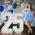 Marquee Numbers 4 Feet Tall Big Light Up Numbers 25th Birthday Decorations Women Men Graduation Decorations 2025 White Anniversary Party Decor Large Cardboard Prop Backdrop Sign 25