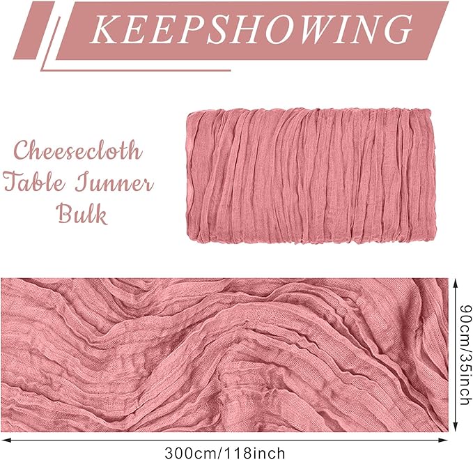 6 Pack Cheesecloth Table Runner 10Ft Christmas Gauze Boho Table Runners for Wedding Decor Bridal Shower Decorations Baby Shower Party(35" x 120")