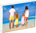 Meetu Acrylic Picture Frame 4x6,Clear Freestanding Double Sided 20mm Thickness Frameless Magnetic Photo Frames Desktop Display with Gift Box Package(1 Pack)