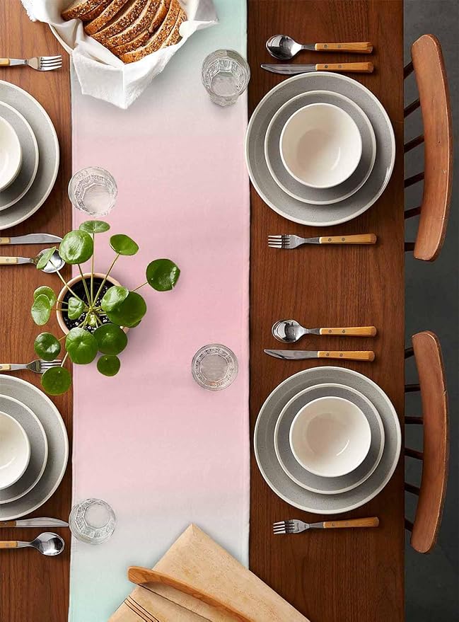 Tropical Flamingo Cotton Linen Table Runner for Dining Kitchen, Wedding Outdoor Party Tablerunners Decoration, Pink Bird Coastal Nautical Animal Dresser Scarf Coffee Tablecloth Runners 13x60 Inches