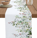 Botanical Eucalyptus Cotton Linen Table Runner for Dining Kitchen, Wedding Outdoor Party Tablerunners Decoration, Sage Green Leaves Elegant Floral Dresser Scarf Coffee Tablecloth Runners 13x60 Inches