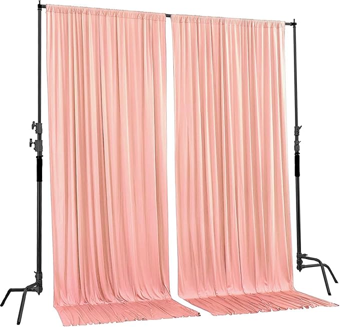 AK TRADING CO. 10 feet x 8 feet IFR Polyester Backdrop Drapes Curtains Panels with Rod Pockets - Wedding Ceremony Party Home Window Decorations - Peach
