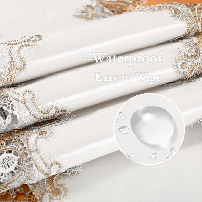 Vintage Lace Dining Table Runner, 72 Inches Macrame Coffee Table Runners for Kitchen Home Christmas Party Decorations (16x72 inch,Off White)