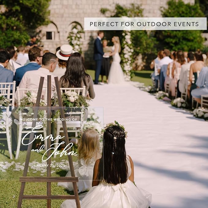 Andaz Press Custom Large Wedding Acrylic Sign, 16 x 24 Inches, Welcome Custom Script, Personalized Sign, Wedding Welcome Sign For Modern Theme Bienvenidos a Nuestra Boda