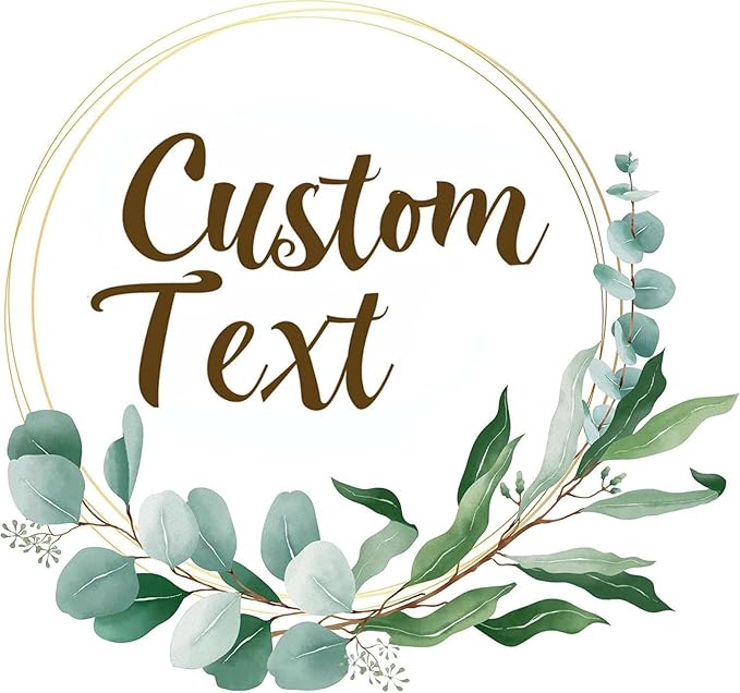 Custom Stickers for Weddings, Birthdays & Businesses - Personalized Labels with Your Logo - Waterproof, Fade and Heat Resistant - Pack of 100-1000 (Wreath B, 4 Inch)
