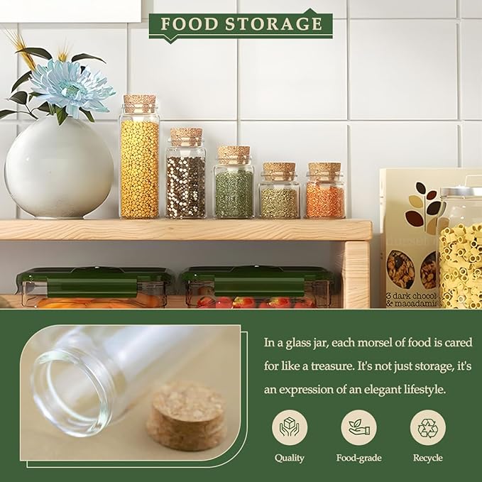 JIUYUE 10 pcs 50 ml Small Glass Bottles with Cork,Jars with Cork Lids(1.69 oz-1.45x2.75 inch)