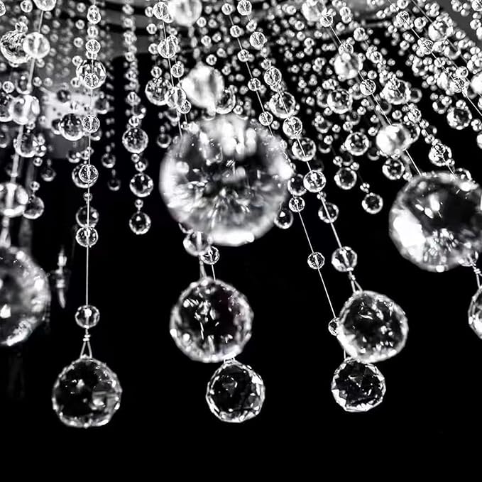 Crystal Beaded String Clear Glass Beads Garland Strands Hanging Wedding Arch Decor Curtain Chandelier Christmas Tree Ornaments Door String Beaded Drapes Decoration Accessories(3.3 Feet 5pcs)