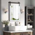 COGOOD Farmhouse Bathroom Mirror - 42 x 29 Rustic Barn Door Style Mirror for Living Room, Entryway, Vanity Wall Decor (White)