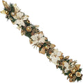 Holiday Tree White Gold Poinsettia Garland 5 Ft – Luxurious Christmas Garland with Metallic Accents, Festive Home Décor for Mantels, Doors & Tables