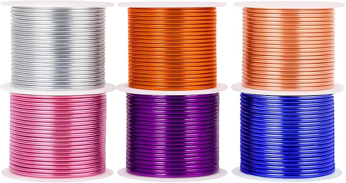 Mandala Crafts 13 Gauge Anodized Aluminum Craft Wire for Jewelry Making - 300 FT Colored Flexible Silver Copper Gold True Blue Purple Pink Wire - Bendable for Bonsai Armature Crafting Sculpting