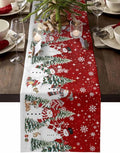 Christmas Snowman Cotton Linen Table Runner for Dining Kitchen, Xmas Tree White Snowflakes Winter Wedding Outdoor Party Tablerunners Decoration, Dresser Scarf Coffee Tablecloth Runners 13x120 Inches