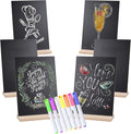 Small Chalkboard Signs, Double Side 6 x 9 Inch Wooden Tabletop Chalkboard Sign with Base Stands - Set of 6, Decorative Mini Table Signs Message Chalk Board Sign for Kitchen Wedding Bar and Restaurant