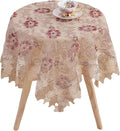 Round Embroidered Lace Tablecloth Vintage Decorative Exquisite Border Table Cover for Party Wedding Home Decorations, Round-70 inch, Red
