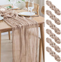 Asee'm 6pcs Cheesecloth Table Runner 120 Inches Long Nude Pink Boho Gauze Cheese Cloth Runner 10FT Rustic Sheer Table Runners for Christmas Wedding Party Baby Shower Spring Easter Decoration