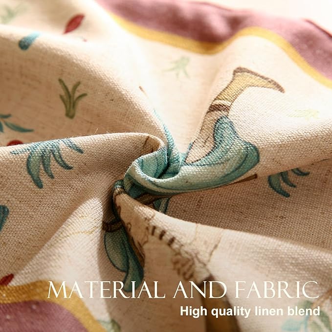 patdrea Designer Idyll Linen Extra Long Table Runner,Vintage Beige Farmhouse with Ancient Figure Fruit Trees Pattern Table Mat, Decoration for Kitchen Dining Paties Banquet Christmas ,16"*118"