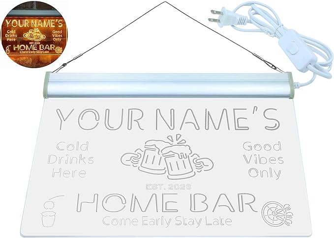 ADVPRO Personalized Your Name Custom Home Bar Beer Established Year Single Color LED Neon Sign 16 x 12 Inches st4s43-p11-tm-y
