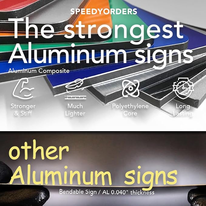 SPEEDYOOKS Custom Outdoor Metal Sign, Personalized Aluminum, Customized Safety, Business, Waterproof - White Aluminum (Brown Background, 12x8 In)