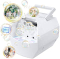 Theefun Bubble Machine: 500ML Automatic Bubble Blower Max 15000 Bubbles per Min for Kids and Toddlers, Battery or USB Operated Portable Bubble Maker for Parties Weddings Birthday White