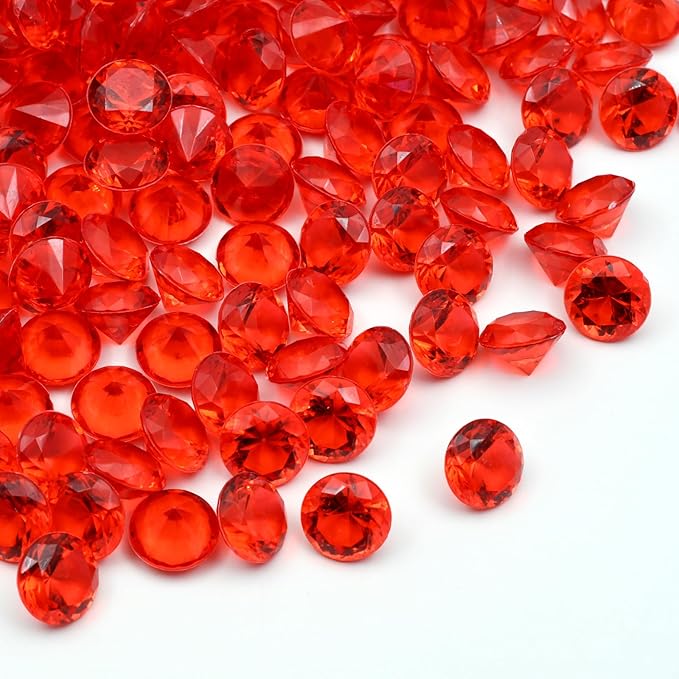 Fake Diamond Christmas Decoration, 280 pcs Red 20 mm Acrylic Diamond for Table Scatters Vase Fillers