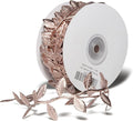 BASOKAN Rose Gold Leaves Ribbon for Wedding Party Home Decorations - 20 Yards - Leaf Trim Rope for Garland and DIY Crafts