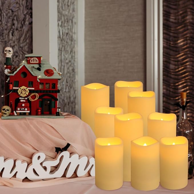 pliadvbu Flameless Pillar Candles with 4 Remote Control and Timer,Realistic Waterproof LED Candles, Long Lasting, Pack of 24 (H 4" 5" 6" x D 2.2"),for Christmas Decorations,Table,Aniversary