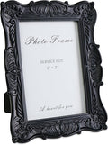Cuspin 5x7 Black Picture Frame, Vintage Ornate Decorative Hand-Carved Resin Photo Frame with Detailed Design for Tabletop Display or Wall Hanging, Black Home Decor