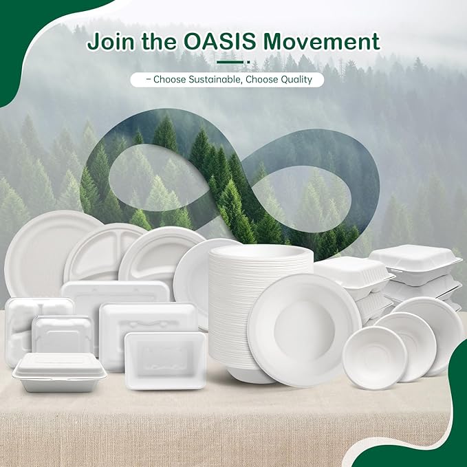 𝟏𝟎 𝐈𝐧𝐜𝐡, 𝟏𝟐𝟖-𝐏𝐚𝐜𝐤 Compostable Paper Plates, Heavy-Duty Biodegradable Disposable Dish Made from Bagasse, Perfeck for Snacks, Desserts, Party, Wedding and More (White)