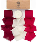 Vitalizart Red Handmade Chiffon Silk Ribbon Fringe 1.5" x 21 Yd Frayed Edges Ribbons for Wedding Invitations Bridal Bouquets Gifts Wrapping Crafts Holiday Party Decorations