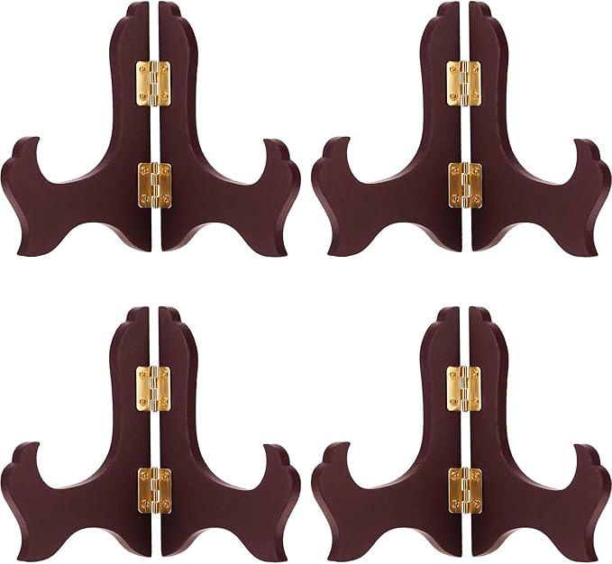 Tatuo 4 Packs Wooden Display Stand Decorative Plate Stands for Display Picture Frame Holder Easels