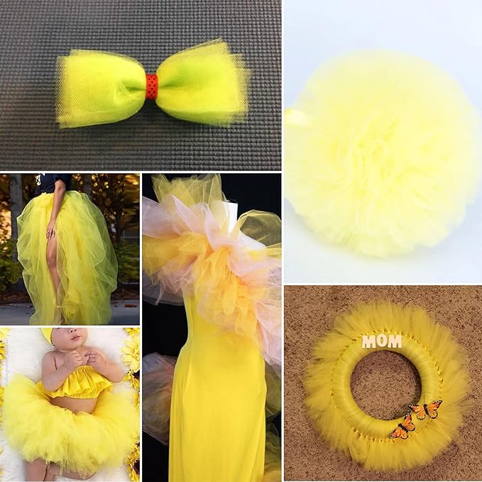Yellow Tulle Fabric Rolls 6 Inch by 200 Yards (600 feet) Fabric Spool Tulle Ribbon for DIY Yellow Tutu Bow Baby Shower Birthday Party Wedding Decorations Craft Supplies