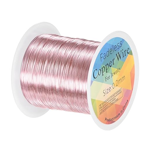 0.2mm Jewelry Wire, 32 Gauge 328FT Craft Wire Copper Beading Wire for Jewelry Making/Planting/Weaving/DIY Crafting, Soft Metal Wires [100M, Rose Golden]