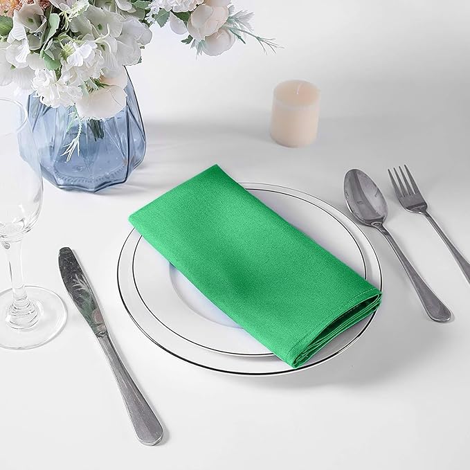 Cupuamon Cloth Napkins 20x20 inch Washable Polyester Dinner Napkins Soft Table Napkins for Wedding Party Dining Banquet(Emerald,25PCS)