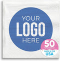 Big Dot of Happiness Custom Logo Party Napkins, Personalized Corporate Branded Business Decor, Your Logo Here White 3-Ply Paper Beverage Napkins - 50 Count