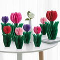 SUNBEAUTY 8 PCS Flower Honeycomb Decoration - Red Tulip Decor for Mother's Day and Spring - Table Centerpieces