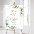 Welcome Wedding Signs, Modern Gold Sage Green Wedding Sign Decorations Signage 12" X 18" (Small), 27" (Medium), 36" (Large), Plastic, Modern, Pole Mount, Weather