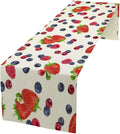 Strawberry Table Runner Spring Summer Fruit Wild Berry Forest Garden Dinner Runner for Farmhouse Party Holiday Home Kitchen Dining Table Decor 13x60